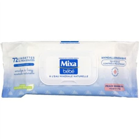 Mixa Mixa lingette eau minerale naturelle - Le paquet de 72 lingettes