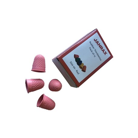 Lot de 12 Rouge N ° 00 en caoutchouc doigtiers – Extra Petite Dé à Coudre doigt Cônes