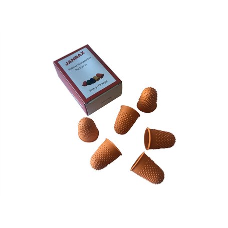 Lot de 12 Orange N ° 3 en caoutchouc doigtiers – Extra Large Dé à Coudre doigt Cônes