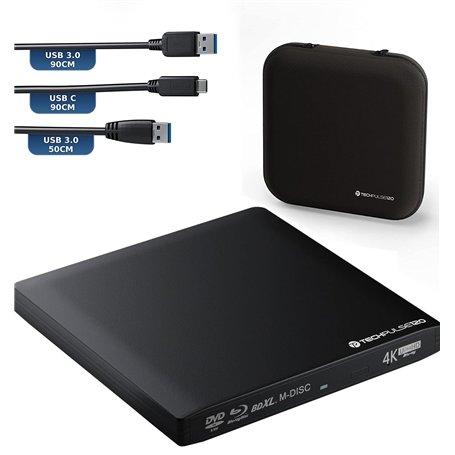 techPulse120 USB 3.0 Type-C Brenner Externe de CD DVD en Aluminium pour Ordinateur