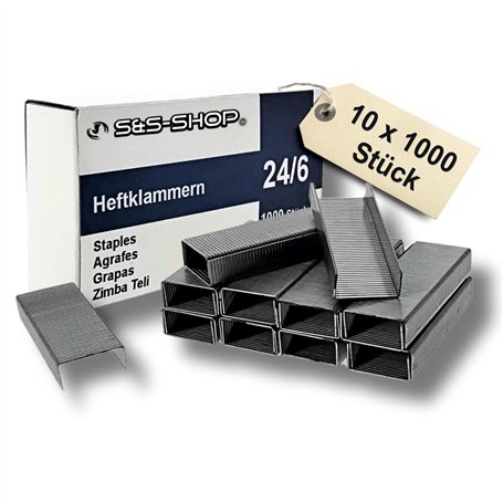 Lot de 10 000 agrafes 24/6 extra résistantes pour agrafeuse de bureau