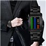 FeiWen Mode Binaire Digital Montre Bracelet de Hommes 50M Étanche Unique Rectangulaire Acier Inoxydable de la Lunette et Ruban M