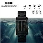 FeiWen Mode Binaire Digital Montre Bracelet de Hommes 50M Étanche Unique Rectangulaire Acier Inoxydable de la Lunette et Ruban M