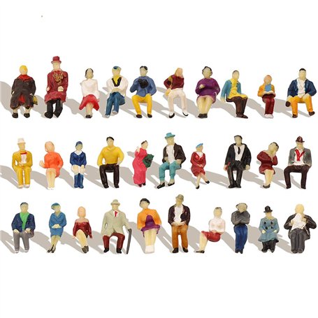 Evemodel P8711 Lot de 60 figurines différentes assises Piste H0 1:87