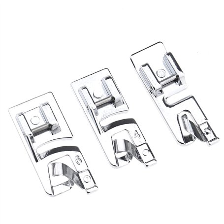 3pcs Pieds à Ourlet Roulé Dur pour Machine à Coudre Brother Janome Singer Bernet 3 4 6 mm