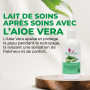 Épilation à la cire pré et post-traitement. Lotion de prétraitement à l'aloe vera et lait de post-traitement à l'aloès vera