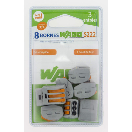 Lot de 8 Bornes de Connexion S222-3 entrées