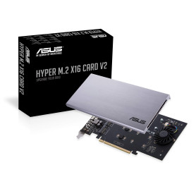 ASUS Hyper M.2 X16 PCIe 3.0 X4 Carte d'extension V2 Prend en Charge 4 NVMe M.2 (2242/2260/2280/22110) jusqu'à 128 Gbps pour Inte ASUS Hyper M.2 X16 PCIe 3.0 X4 Carte d'extension V2 Prend en Charge 4 NVMe M.2 (2242/2260/2280/22110) jusqu'à 128 Gbps pour Inte