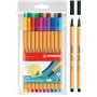 Stabilo Point 88 Lot de 20 feutres à pointe fine + 2 stylos supplémentaires de couleur noire