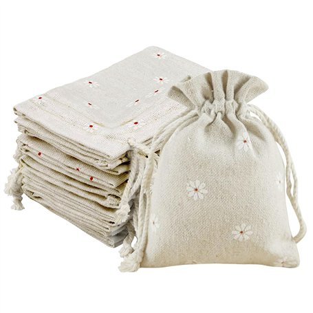 LHKJ Lot de 20Pcs Pochettes Sachets en Lin Chanvre Sachets en Jute avec Cordon