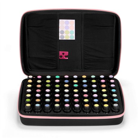 FTINATE 70 Trous Boîte Huile Essentielle Aromathérapie Sac de Rangement Trousses de Toilette Voyage Sac à cosmétiques avec inser