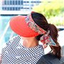 Femme Casquette Visière Large Bord Chapeau de Soleil Plage Voyage Eté Capeline de Camping Pêche Vélo Jardinage Pliable Protectio