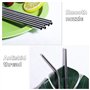 12 pailles en acier inoxydable, pailles métalliques réutilisables avec 2 pinceaux de nettoyage pour smoothies, milkshake, cockta