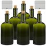 mikken Lot de 6 bouteilles en verre vert et marron de 500 ml avec bouchon en liège.