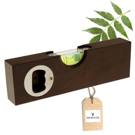 Balance à bulle en bois 15 cm - 1 pièce - Avec décapsuleur - Mesure précise avec petite balance de maçon - Appareil de mesure pr