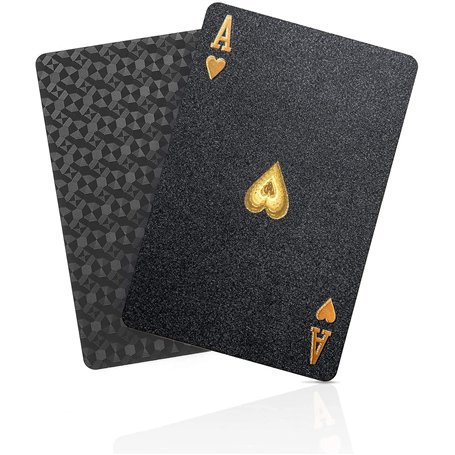 BIERDORF Jeux de Cartes Poker - Étanches en Plastique Diamond Noir Nouveauté Jeu de Cartes 54