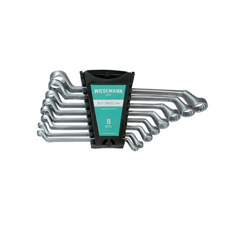 WIESEMANN 1893 Lot 8 pcs. Clés à œil doubles 6 à 22mm I I Clés coudées DIN 838 dans un porte-outil I 81260