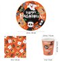 Hemoton Service de table jetable pour Halloween – 24 personnes – Vaisselle en carton – Comprend 24 assiettes en carton, 48 servi