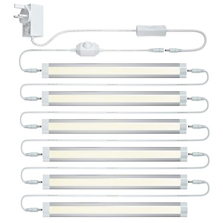 Lamaous Lot de 6 lumières LED sous placard avec variateur d'intensité 24 W ultra mince Blanc chaud naturel pur blanc froid sous