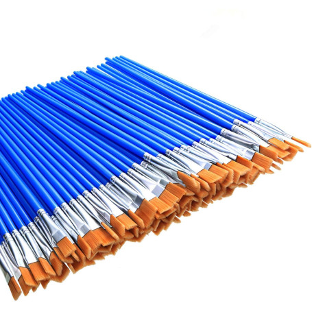100 Pièces Petits Pinceaux Plats Pinceaux Art Pinceau à Dessus Plat pour Fournitures Scolaires Bureau Maison