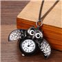 Montre Gousset Homme Montre de Poche Femme Mode Le Hibou Mouvement Quartz Longue Chaine de Chandail Montre Broche/Cadeau fête de