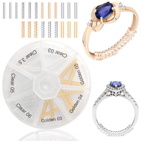 OntaRyon Régleurs de taille de bague - Réducteurs de bijoux - Pince Resizer Invisible Guard - Ajusteur Paquet de 21