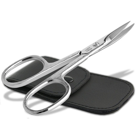 Ciseaux à ongles de Solingen avec étui - Fabriqués en Allemagne - Manucure Pédicure avec lame incurvée tranchante pour couper le