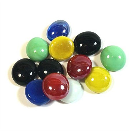 mesbilles - 20 Billes Plates Couleurs Glossy - Galet en Verre 16 mm