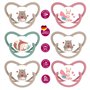 Nip Lot silicone sucette UNIQUE Gr 3 (18–32 Mo.) Lot de 6 Girls sans BPA fabriqué en Allemagne