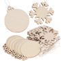 40pcs Embellissements en Bois Noël à Suspendre Ornements de Pendentifs en Forme Flocon de Neige Rond Boule Tranches de Bois Arti