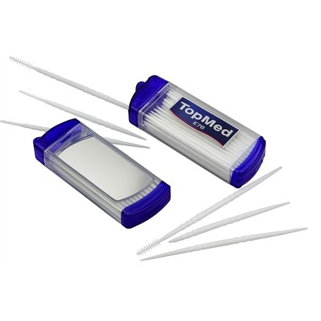 TOPMED ETS Lot de 100 cure-dents en plastique avec miroir (2 boîtes de 50 unités) - Couleur aléatoire