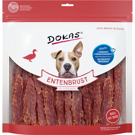 DOKAS Magret de Canard en tranches - Snack de qualité supérieure sans céréales pour Chiens - en Filet de Canard - 1 x 900 g