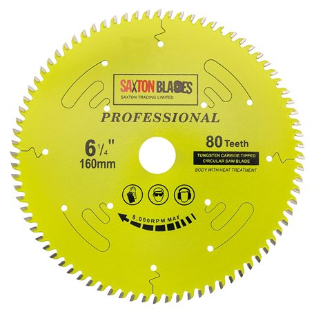 Saxton TCT16080TPRO Lame de scie circulaire de la gamme professionnelle TCT. 160mm 80 les dents
