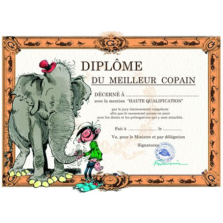 Carte Gaston Lagaffe avec Enveloppe Diplôme du Meilleur Copain