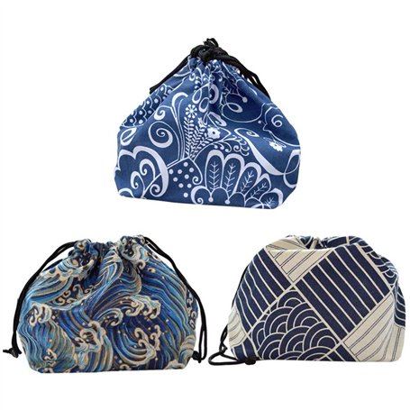 UPKOCH 3pcs fourre-tout cordon de serrage pochette bento de rangement portable bento sacs à lunch pratiques pour l'école de bure