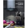 Yabano Couteaux de Cuisine, 16 set couteau cuisine en Acier Inoxydable, couteau cuisine professionnelle avec Support en Bois