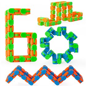 ZCOINS 4 Pieces 48 Links Wacky Tracks Fidget Toy Snap and Click Jouets Anti-Stress ZCOINS 4 Pieces 48 Links Wacky Tracks Fidget Toy Snap and Click Jouets Anti-Stress
