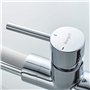 Ibergrif M22122-3 Robinet de Cuisine Poignée Double avec Bec Flexible, Mitigeur d'évier 3 Voies, Chrome, Blanc