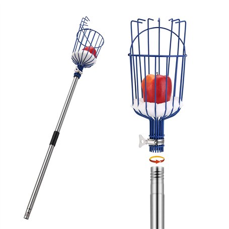 MaidMAX Cueille-Fruits avec Corbeille et Manche Télescopique 4 Mètres