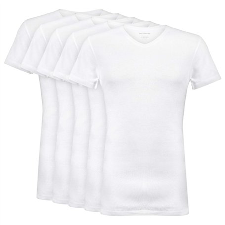 Wallenberg Lot de 1 à 5 Maillots de Corps à col en V pour Homme - Blanc - Large
