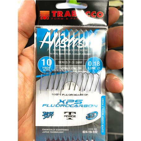 Trabucco Hameçons Montés Hisashi F-31 Surf Hameçons 10 0.18 mm 200 cm Hameçons Montés Fluorocarbone Pêche Mer Coup Truite Carnas