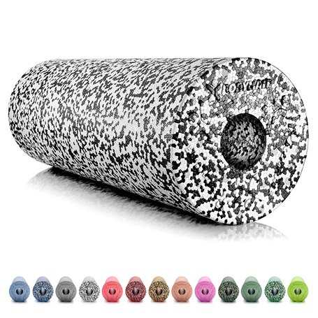 BODYMATE Rouleau de Massage fascias Standard L45cm Ø15cm dureté Moyenne + E-Book Gratuit - Noir/Blanc