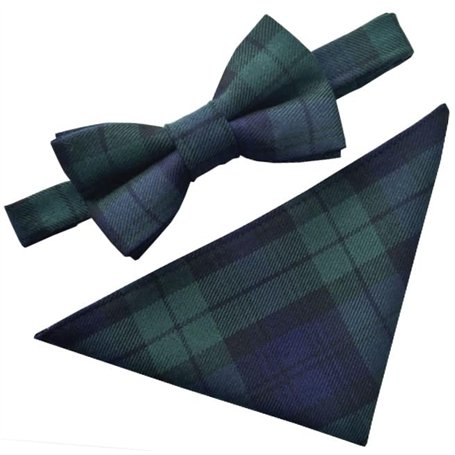 Black Watch Ensemble nœud papillon et mouchoir Motif tartan écossais