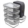 GENICOOK Lunchbox Boîte à lunch bento avec sac à lunch/bocaux en verre parfait pour la préparation des repas (5 * 840 ml)