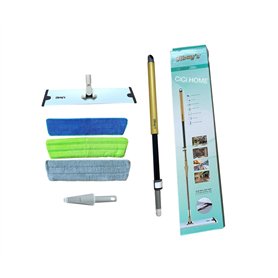 ilbay's Balai en aluminium 60 cm Avec lot de serpillères en microfibre ilbay's Balai en aluminium 60 cm Avec lot de serpillères en microfibre