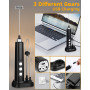 Mousseur à Lait Électrique,Mousseurs à Lait avec 3 Fouets,Réglable en 3 Vitesses,Mousseur de Lait Rechargeable USB,mini Fouet El