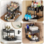 Rangement sous Evier 2 Niveaux, Coulissant Organiseur sous Évier Etagere Tiroir,Panier de rangement multifonction pour salle de 