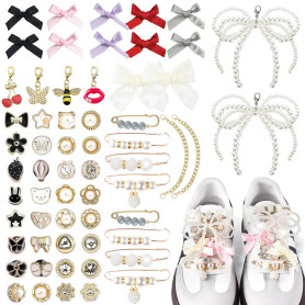 60PCS Charms pour Chaussures, Accessoires de Chaussure en Strass, Clip Sur Charm Pendentifs Agrémenter Chaussures Charms pour la