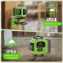 Niveau Laser Chantier Autonivelant 360° x 4, Lazer Niveaux 4D 16 Lignes Laser, Autonivellement et Mode Pulsé Extérieur, 2 x Batt