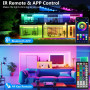 Ruban LED, Led Chambre, RGB Bande Contrôlé par APP Bluetooth ou Télécommande 44 Touches, Synchroniser avec Rythme de Musique, Ba
